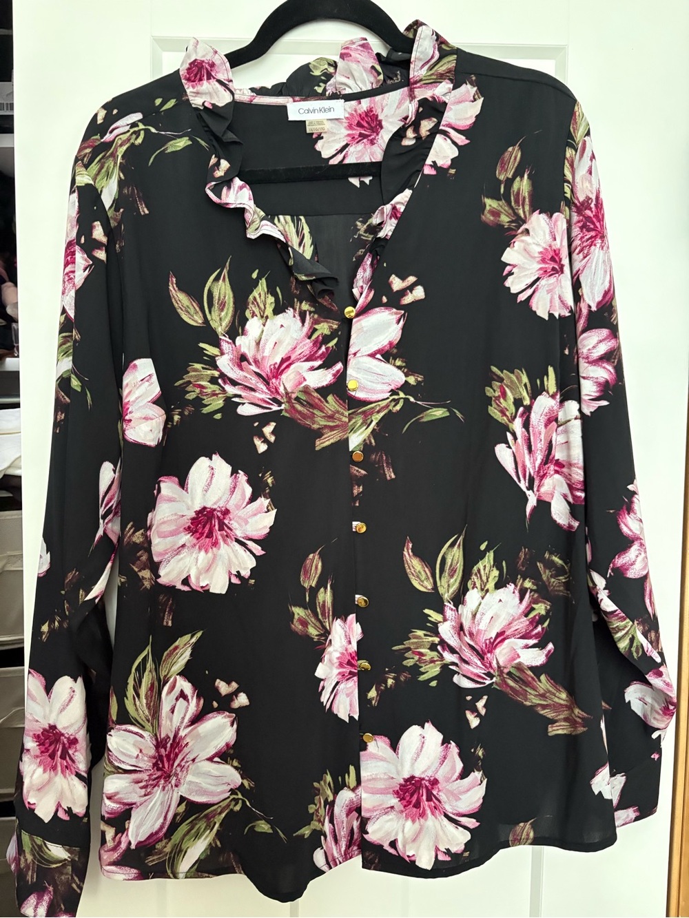 Calvin Klein Black Floral Top 1X